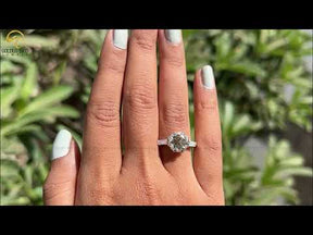 Old European Round Moissanite Three Stone Engagement Ring