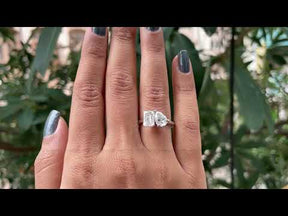 Old Mine Pear & Criss Cut Moissanite Two Stone Ring