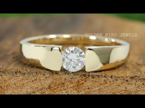 Youtube Video Of Round Cut Solitaire Moissanite Tension Setting Ring