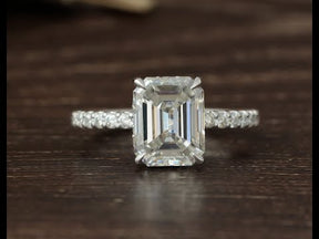 Youtube Video Of Emerald Cut Solitaire Accent Stone Moissanite Engagement Ring