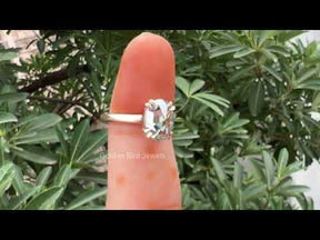 Blue Rose Cut Oval Moissanite Solitaire Engagement Ring