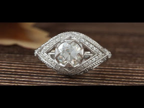 [YouTube Video Of OEC Round Art Deco Moissanite Vintage Ring]-[Golden Bird Jewels]
