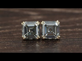 Asscher Cut Moissanite Women's Solitaire Stud Earrings