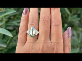 Rose Cut Marquise Moissanite Vintage Engagement Ring