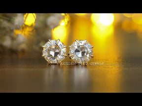 [YouTube Video Of Old European Cut Round Moissanite Studs Earrings]-[Golden Bird Jewels]