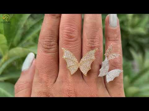 [Youtube Video Of Round Cut Butterfy Cocktail Moissanite Engagement Ring]-[Golden Bird Jewels]