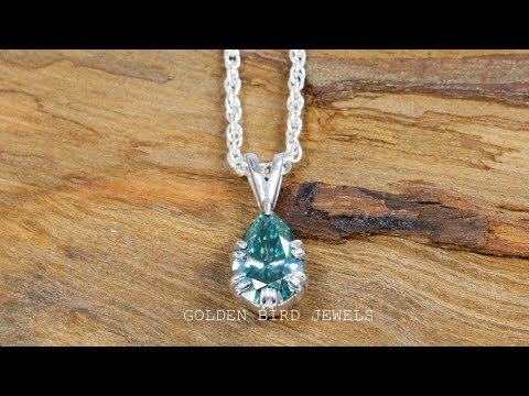 [YouTube Video Of Pear Cut Moissanite Solitaire Pendant]-[Golden Bird Jewels]