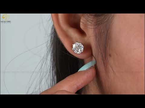 [YouTube Video Of Moissanite Octagon Stud Earrings]-[Golden Bird Jewels]