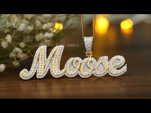 [YouTube Video Of Colorless Round Cut Moissanite Customized Letter Unisex Pendant]-[Golden Bird Jewels]