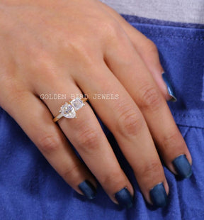 Asscher & Pear Toi et Moi Moissanite Ring